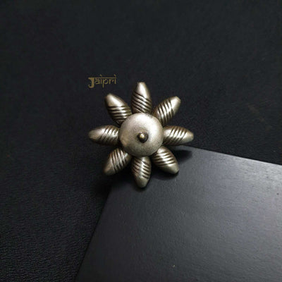Oxidized Sun-Floral Design Ring
