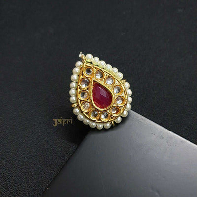 Tear-Drop Ruby & Pearl Stone Ring