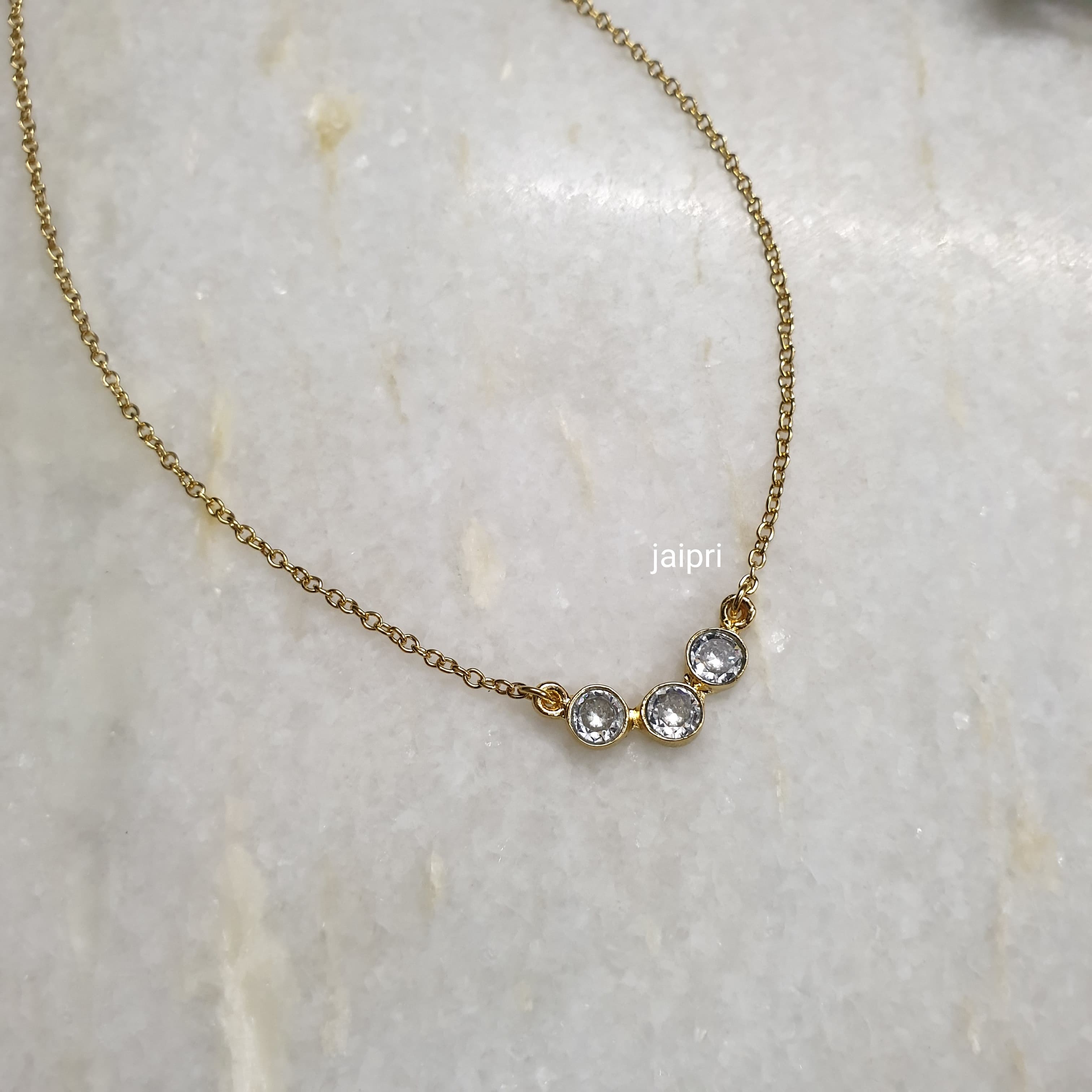 Three Diamond Stone Necklace