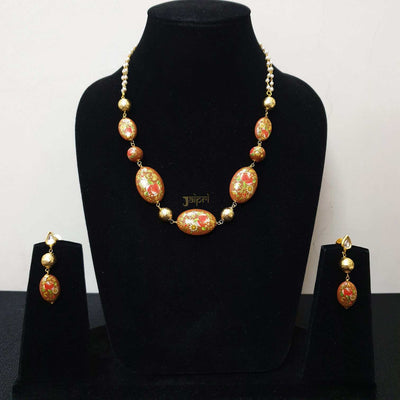Designer Floral Meenakari Gold Necklace With Earrings