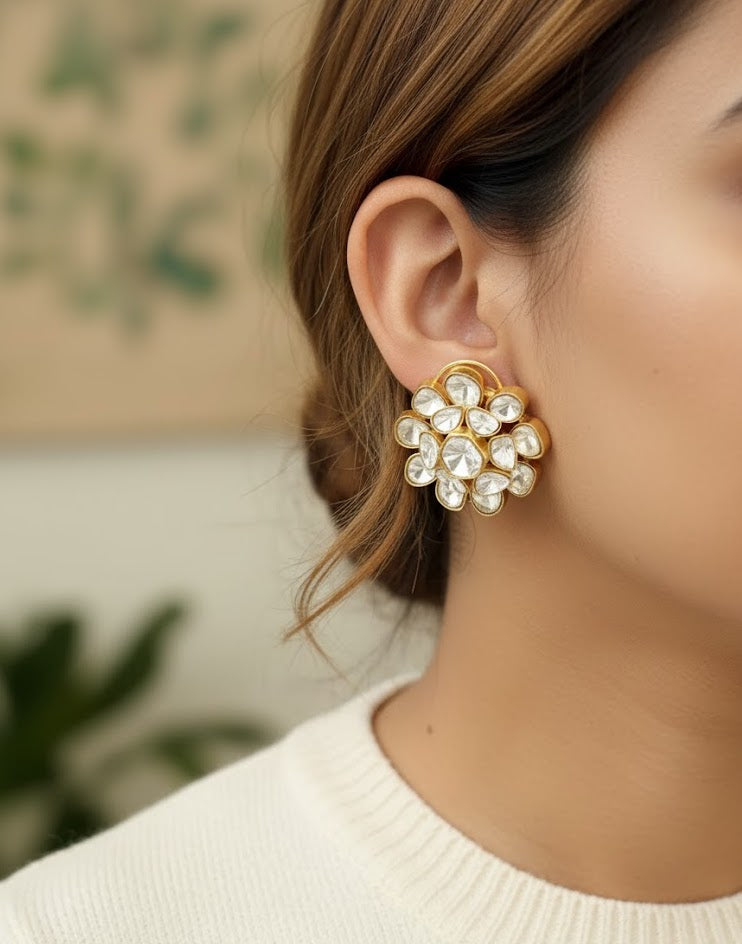 Floral Polki Earrings