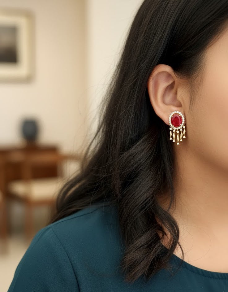 Ruby Victorian Stud Earrings