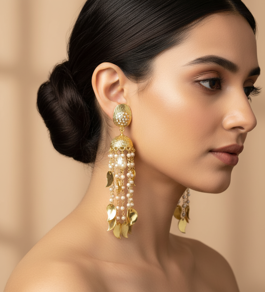 Jadau Pearl Beaded Jhumki