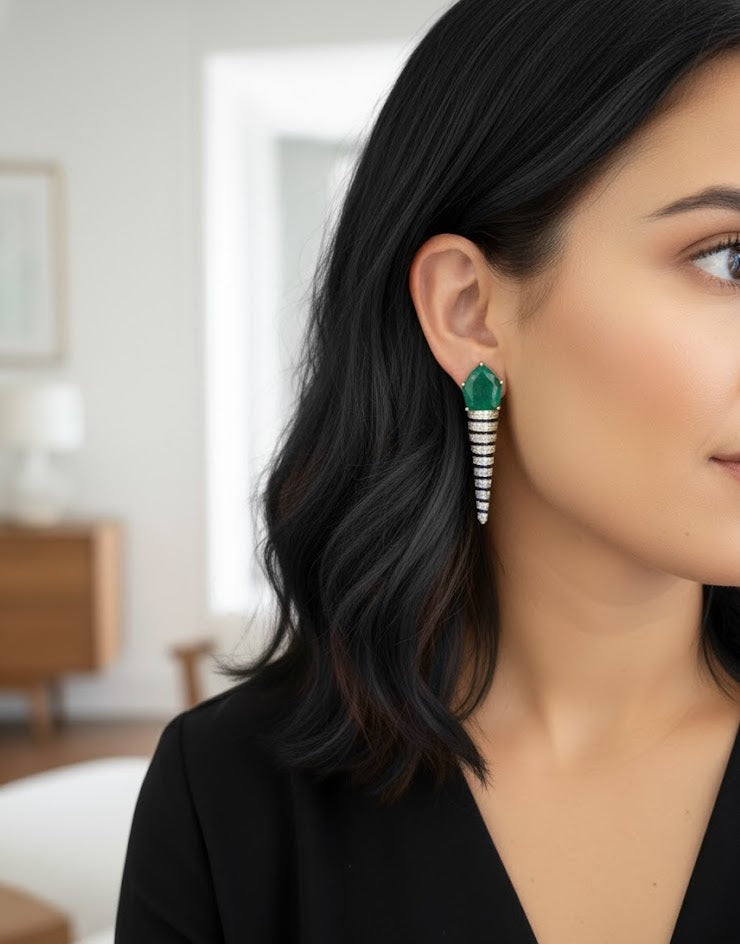 Green American Diamond Earrings