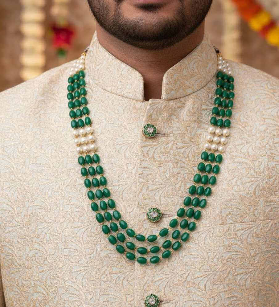 Three Layered Beaded Groom Necklace