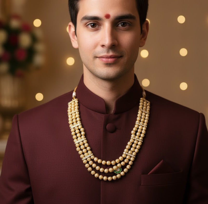 Jadau Necklace for Groom For Indian Wedding