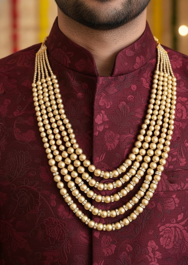 Golden Beaded Groom Necklace Set