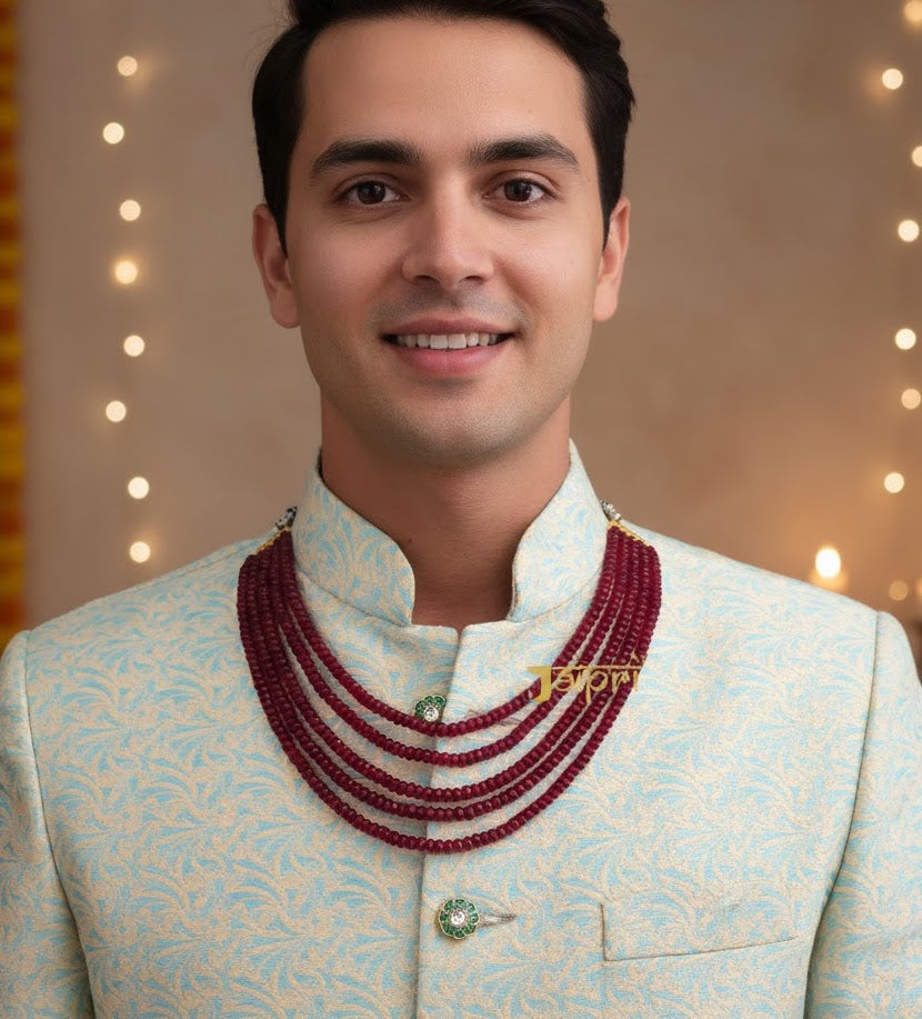 Ruby Stone Indian Groom Necklace Set