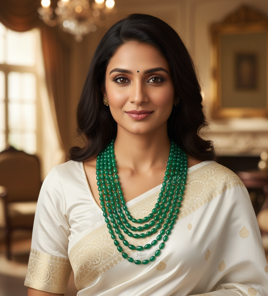 Emerald Stone Layered Necklace