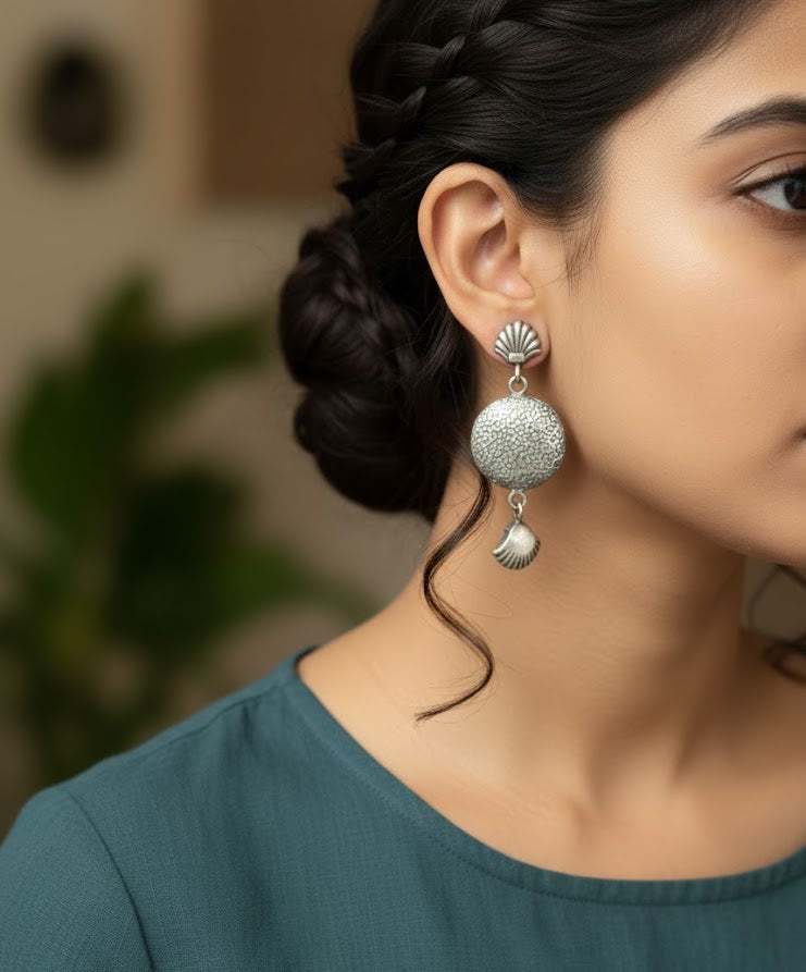 Silver Look Alike Oxidised Earrings