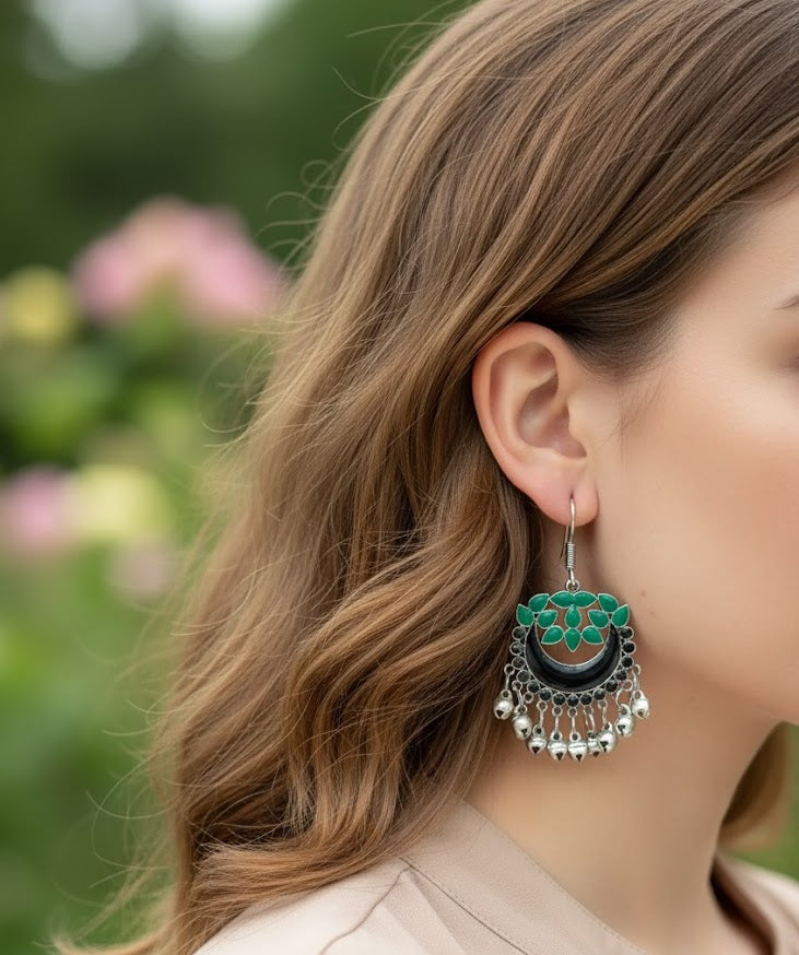 Afghani Chandbali Silver Earrings