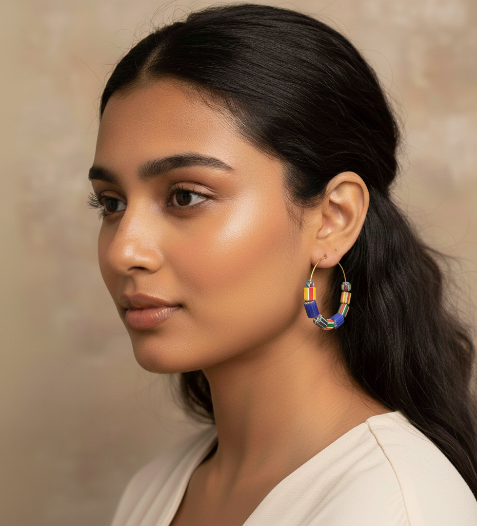 Multicolor Beaded Hoop Earrings