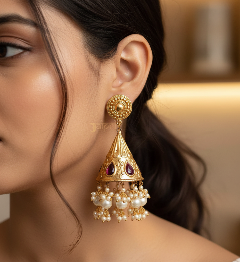 Temple Style Jadau Earrings