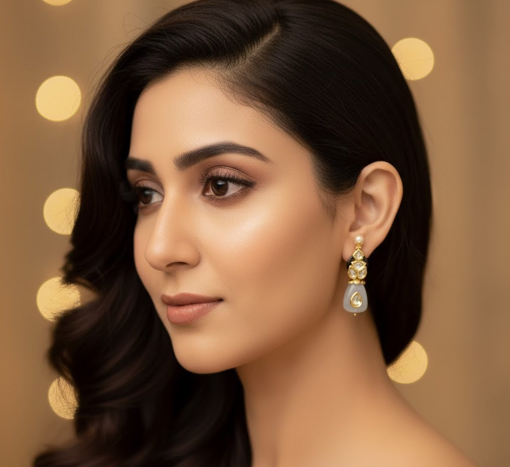White Stone Kundan Jadau Earrings