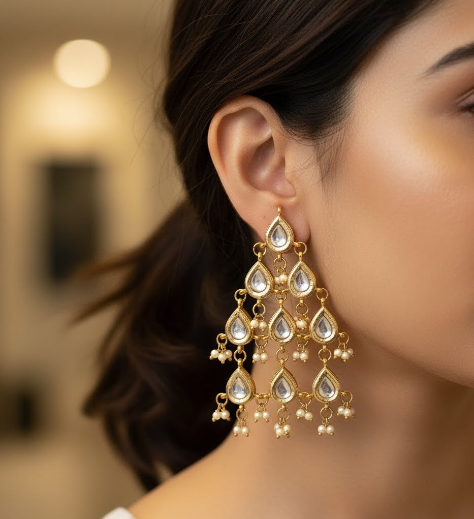Drop Kundan Earrings