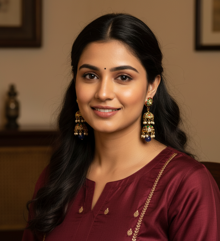 Red & Green Meenakari Jhumki Earrings