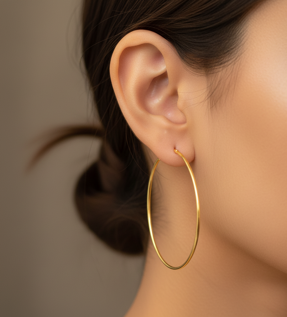 Gold Tone Big Hoop Earrings