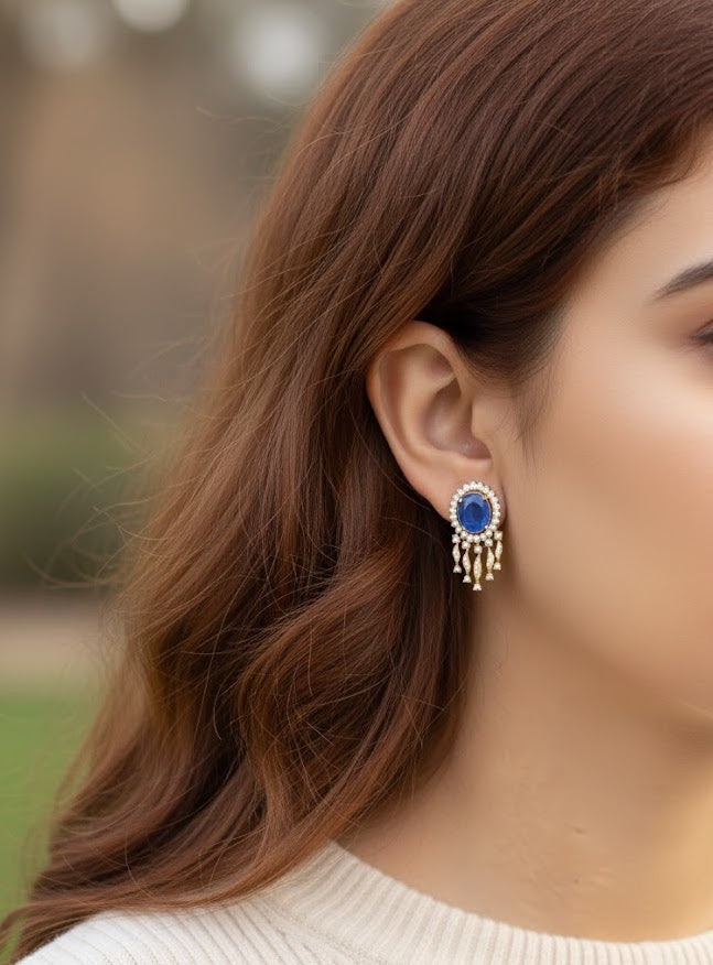 Blue Victorian Stud Earrings