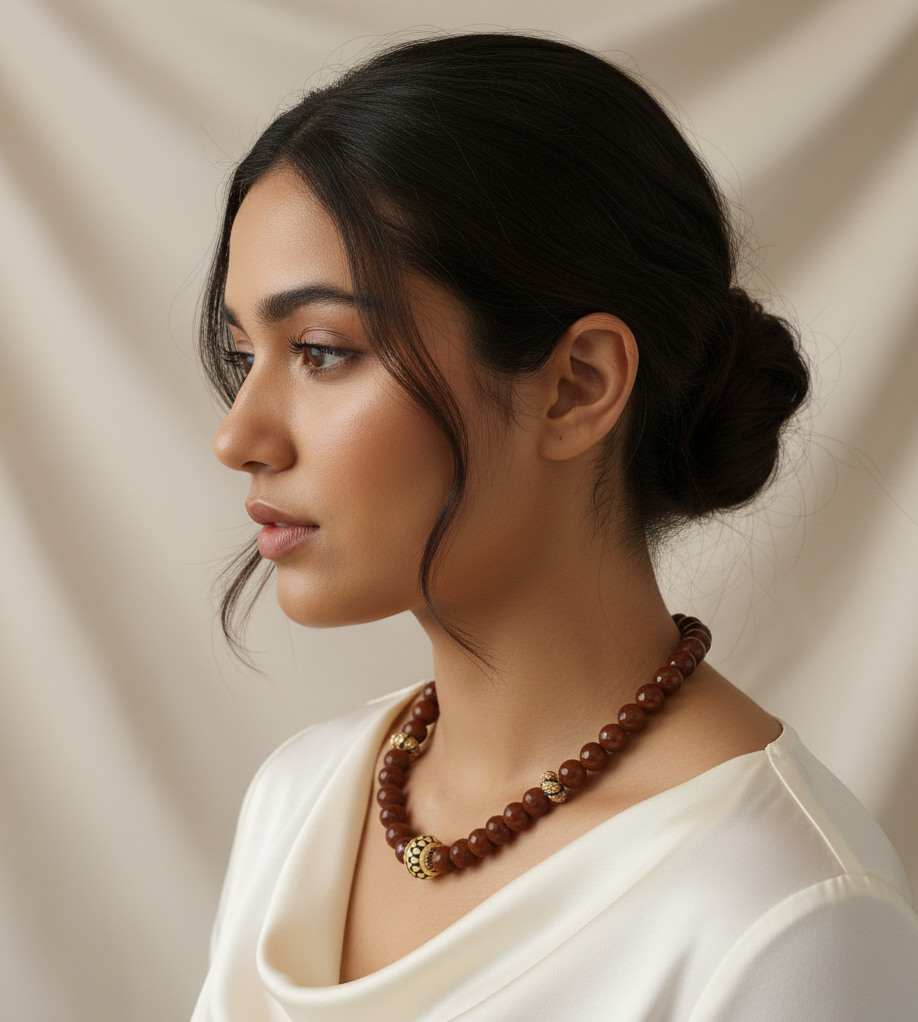 Brown Stone Meenakari Beaded Necklace