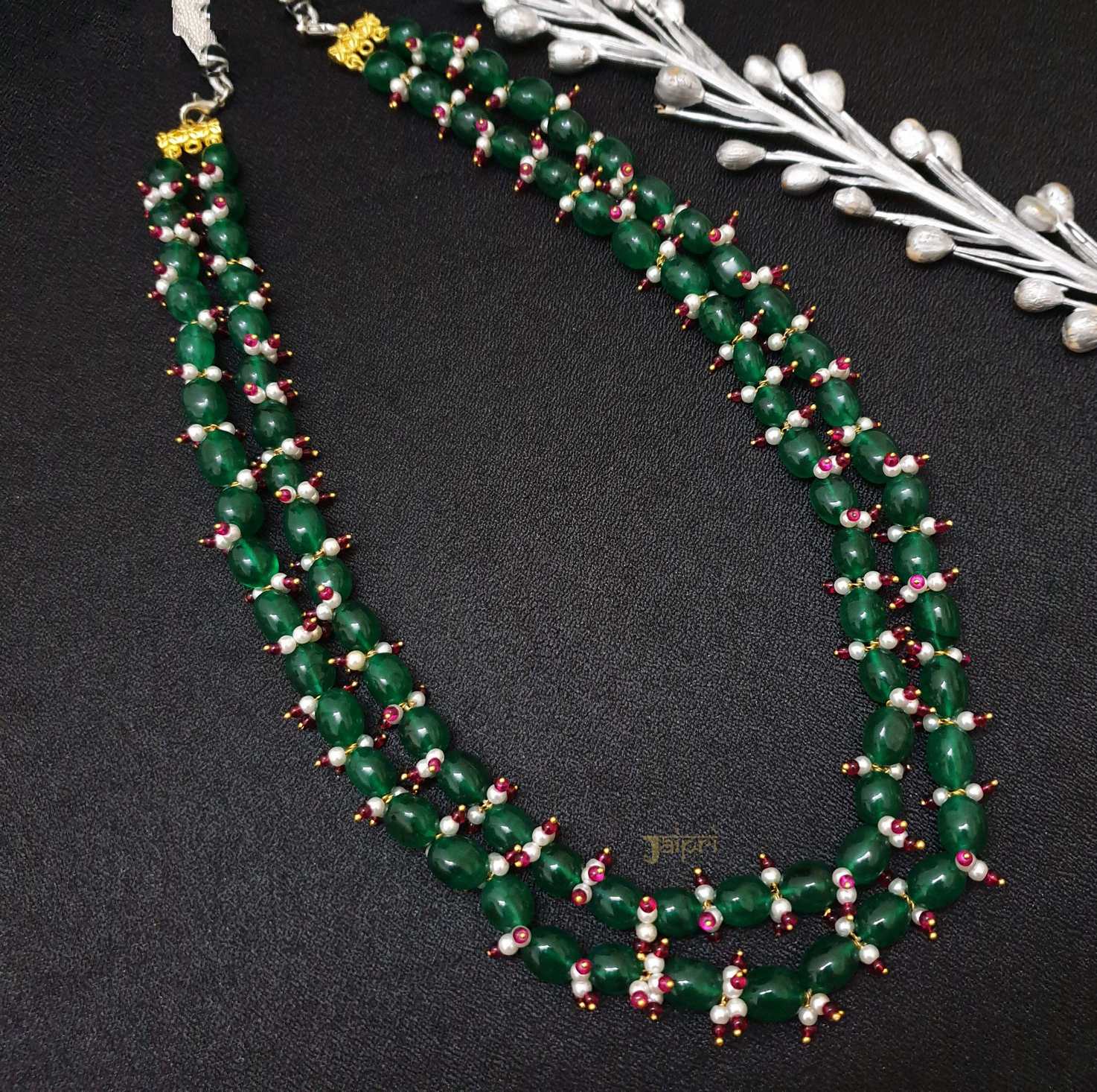 Green Beads Long Necklace