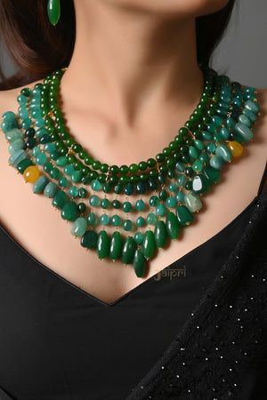 Designer Fusion Stone Necklace With Earrings