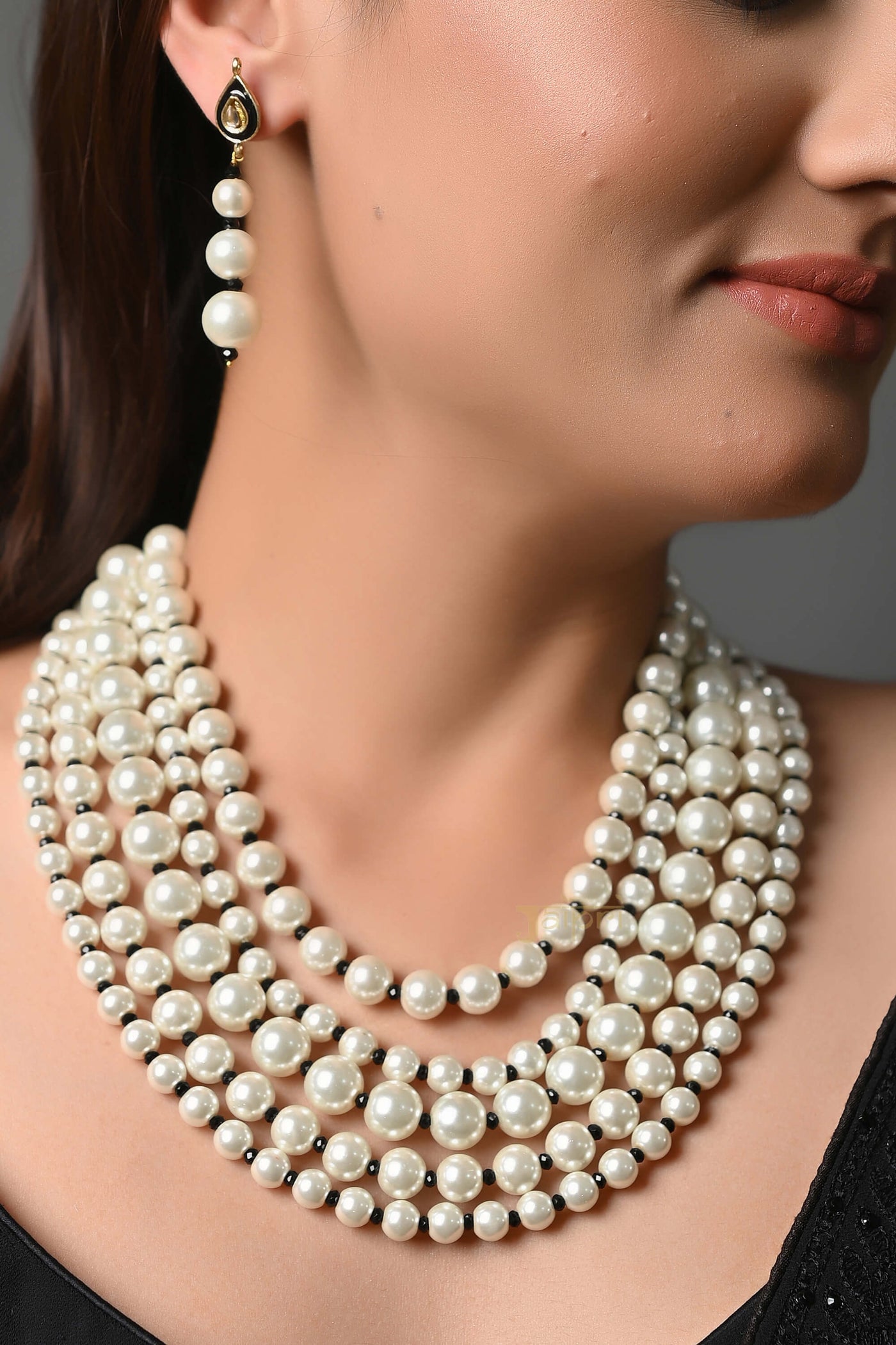 Multilayered Pearl Beads Stone Adorable Necklace