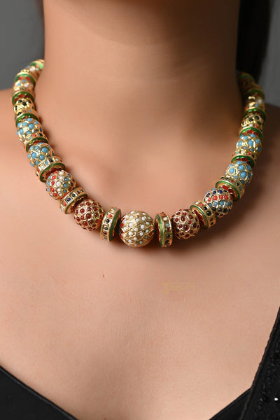 Designer Multicolor Stone Jadau Beads Necklace