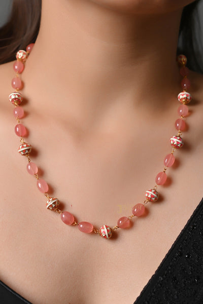 Meenakari Stone Beads Dainty Necklace