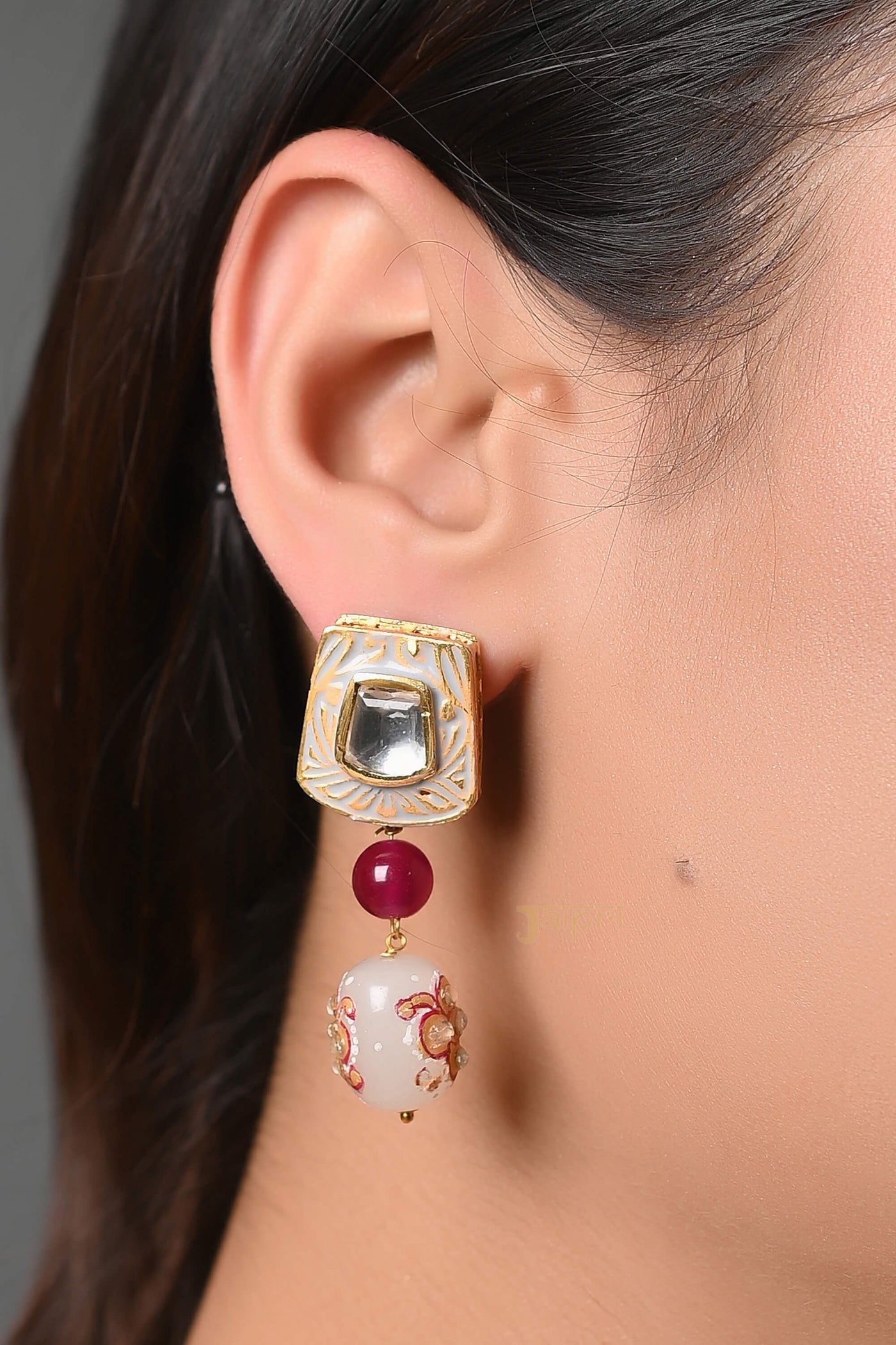 Tanjore Handpainted Long Pendant Set With Earrings