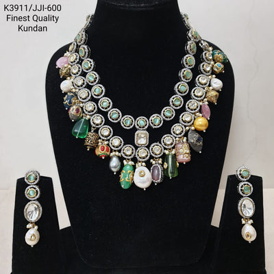 Designer Multi Beads Kundan Polki Necklace