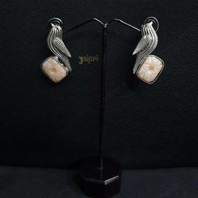 Bird Design Peach Color Stone Ear Studs