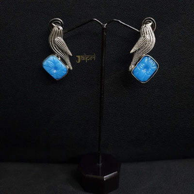 Turquoise Floral Stone Bird Design Ear Studs
