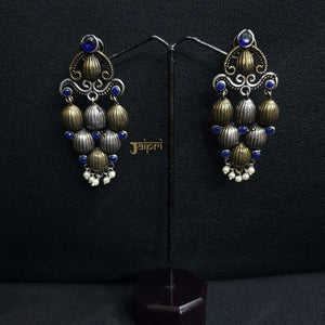 Oxidised Blue Stone Earrings