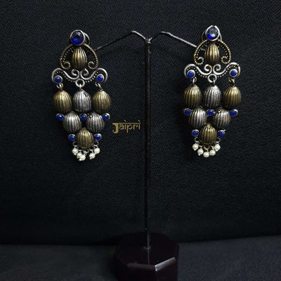 Oxidised Blue Stone Earrings