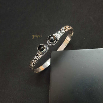 Black Stone Oxidized Cuff Bangle