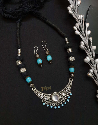 Antique Oxidized Necklace With Earrings