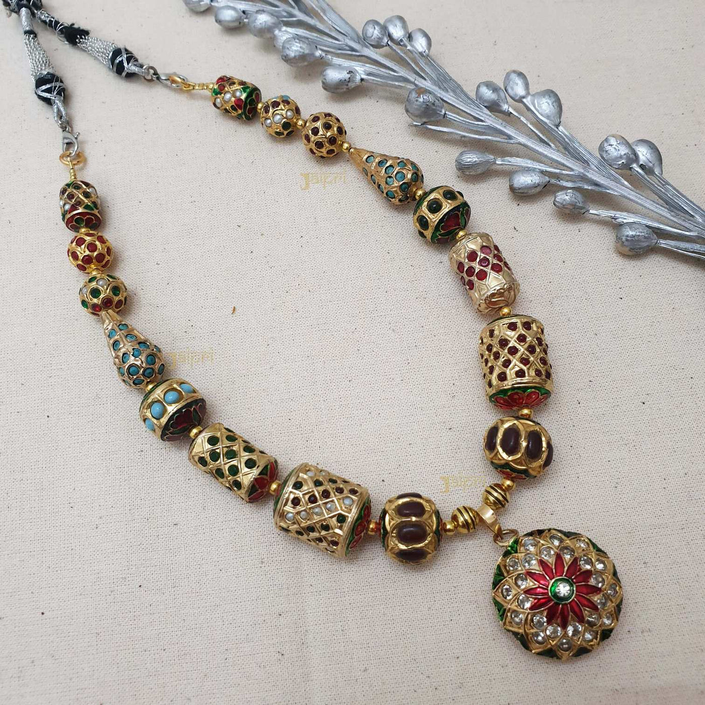 Floral Gold Meenakari Floral Necklace