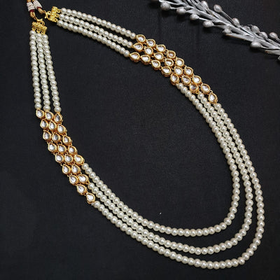 Three Layered Kundan Pearl Groom Necklace