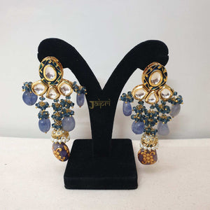 Blue Stone & Kundan Stud Earrings