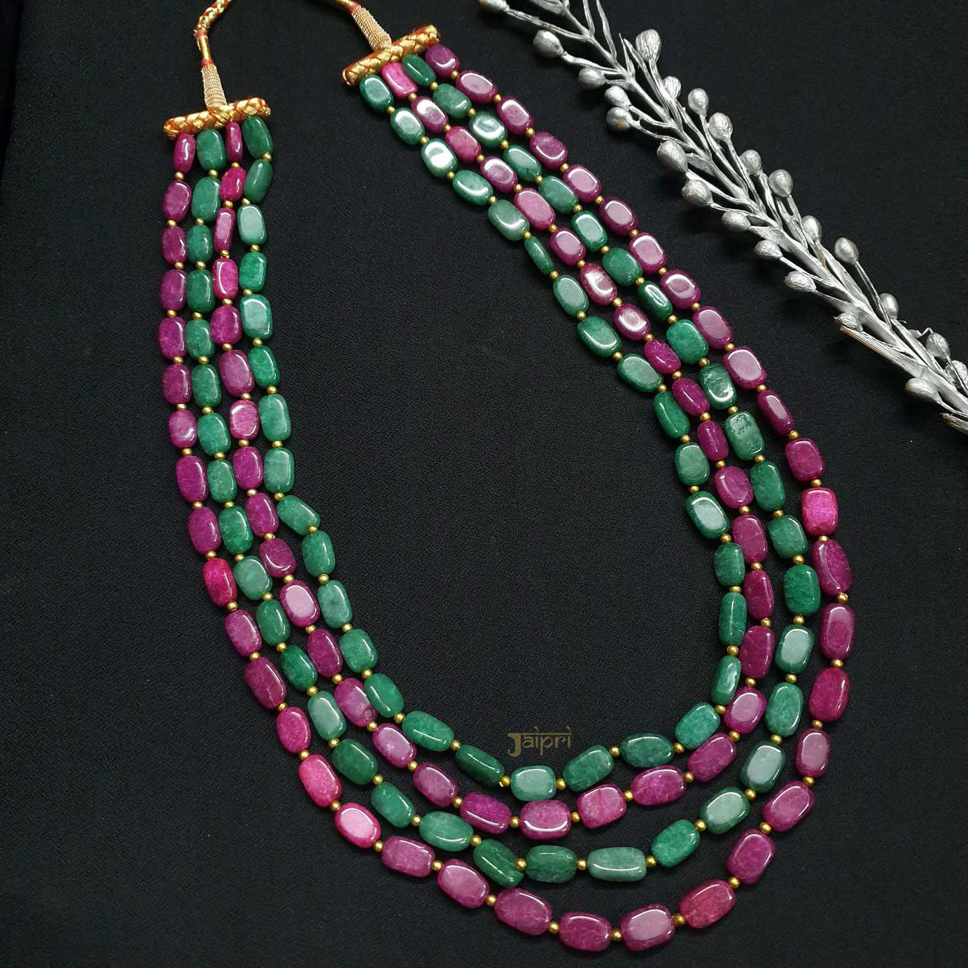 Multilayered Pink & Turquoise Beads Stone Necklace