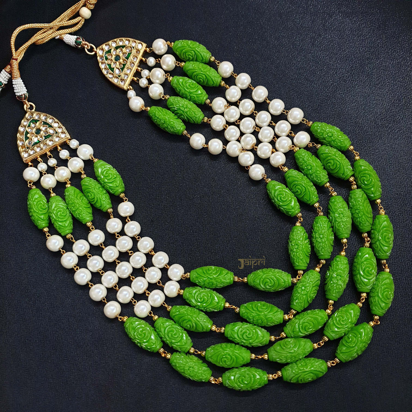 Green Pearl And Acrylic Beads Necklace