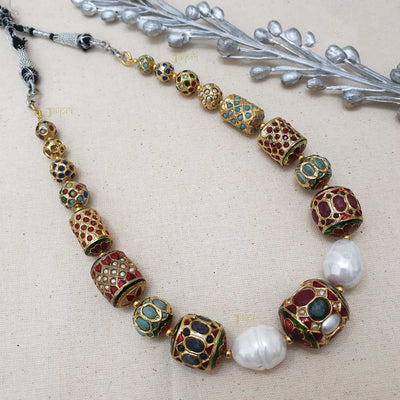 Pearl & Meenakari Stone Necklace