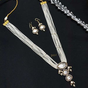 Pearl Beads Stone Kundan Adorable Pendant With Earrings