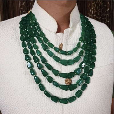 Five Layered Green Stone Groom Necklace