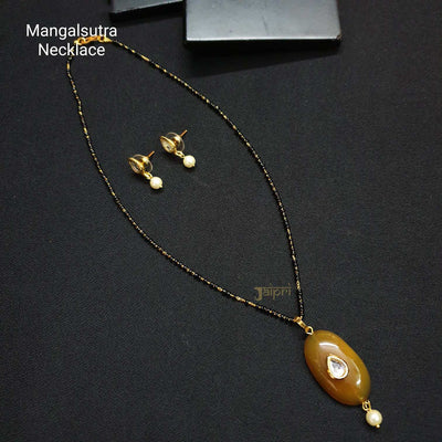 Yellow Stone Mangalsutra With Earrings